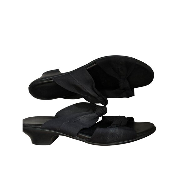 Munro American Black Sandal Mules Bow Detail Natural Rubber Sole Sz 8.5 - Picture 3 of 8